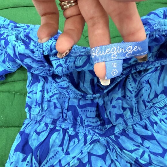 Blue Ginger Hawaii Girls 10 Blue Floral Skort Dress Romper Dress - Picture 3 of 5